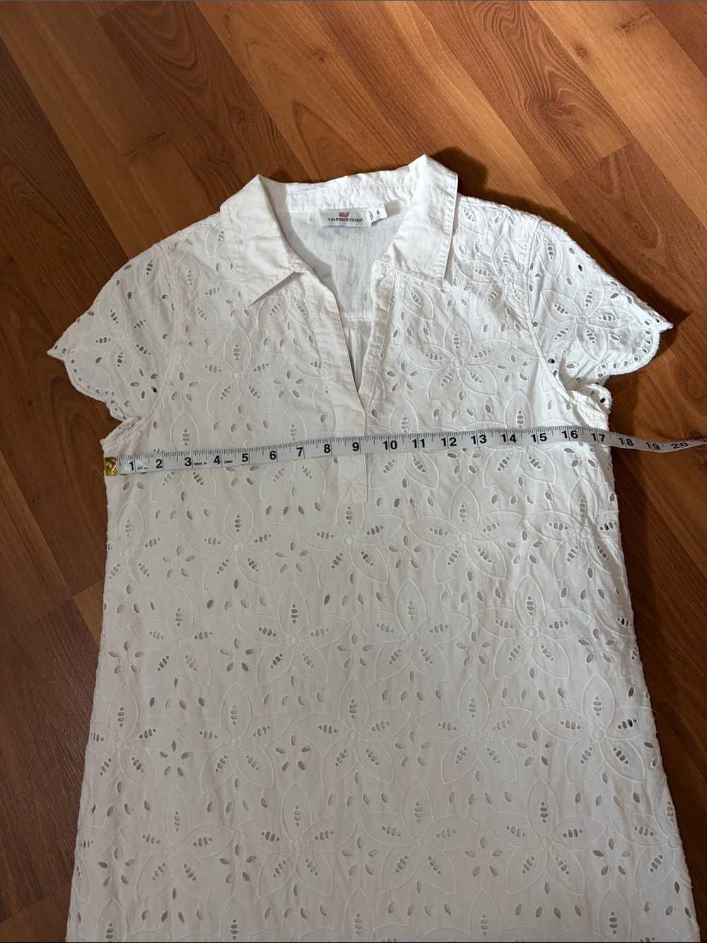 VINEYARD VINES MARGO WHITE EYELET CAP SLEEVE POLO DRESS WOMENS SZ 6 - Picture 4 of 8